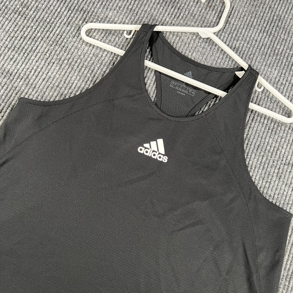 Adidas Tank Top Shirt Womens Large Black Sleeveless Workout Active Gym Run
